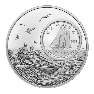 A picture of a 5 oz The Bigger Picture Silver Coin- Bluenose